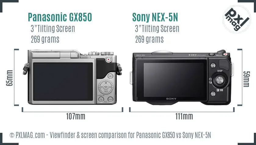 Panasonic GX850 vs Sony NEX-5N Screen and Viewfinder comparison