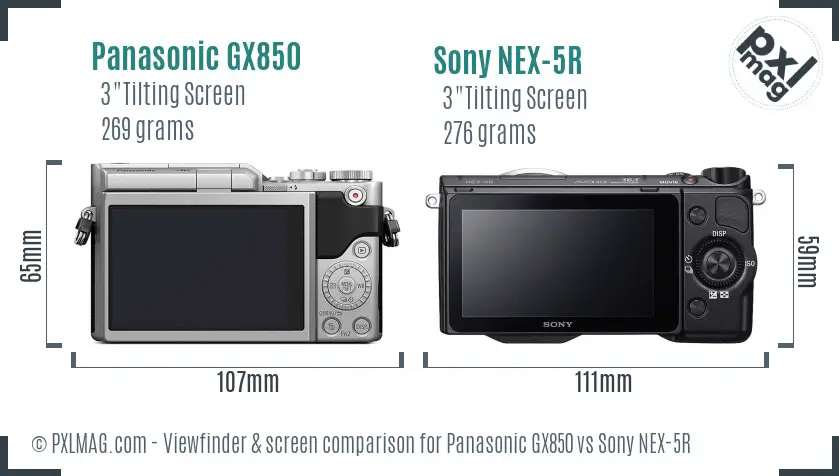 Panasonic GX850 vs Sony NEX-5R Screen and Viewfinder comparison