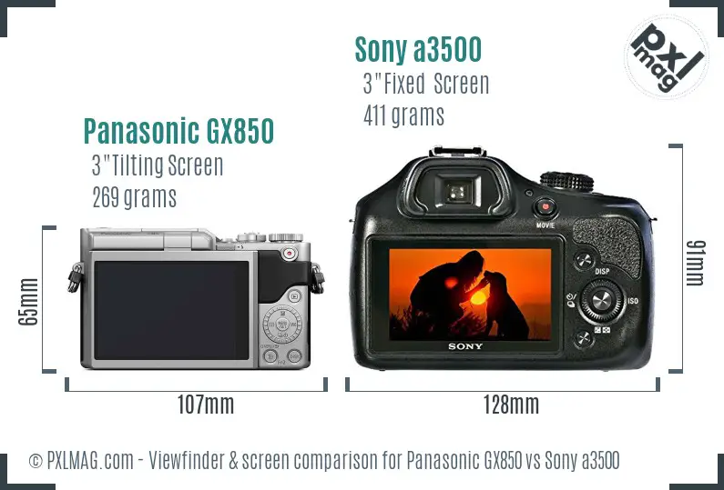 Panasonic GX850 vs Sony a3500 Screen and Viewfinder comparison