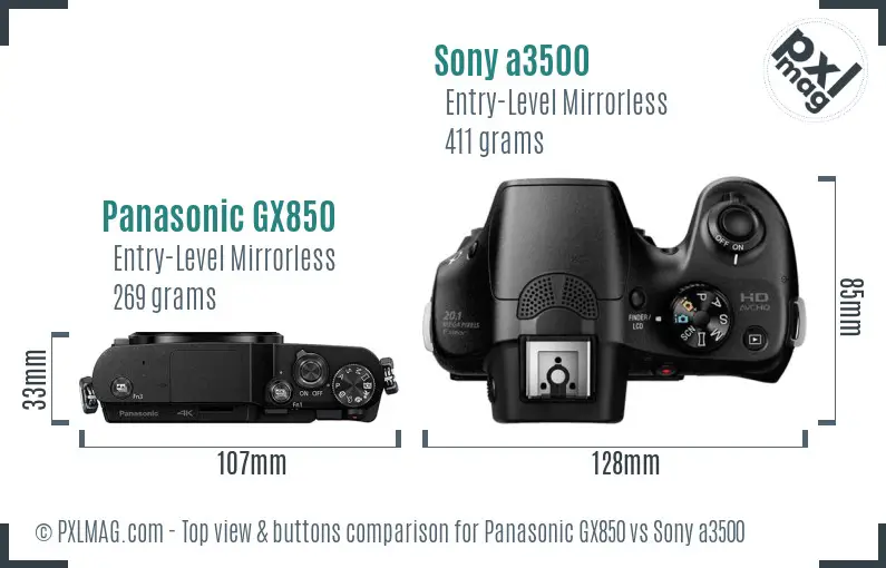Panasonic GX850 vs Sony a3500 top view buttons comparison