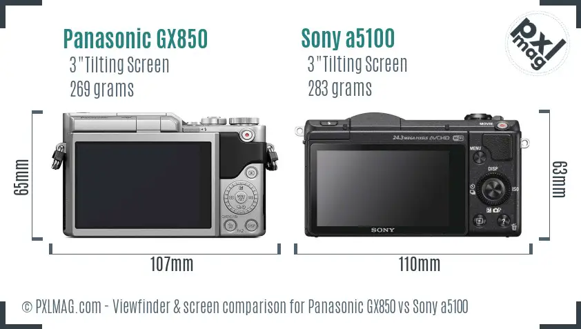 Panasonic GX850 vs Sony a5100 Screen and Viewfinder comparison
