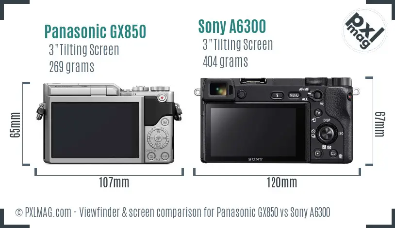 Panasonic GX850 vs Sony A6300 Screen and Viewfinder comparison Panasonic GX850 vs Sony A6300 Screen and Viewfinder comparison