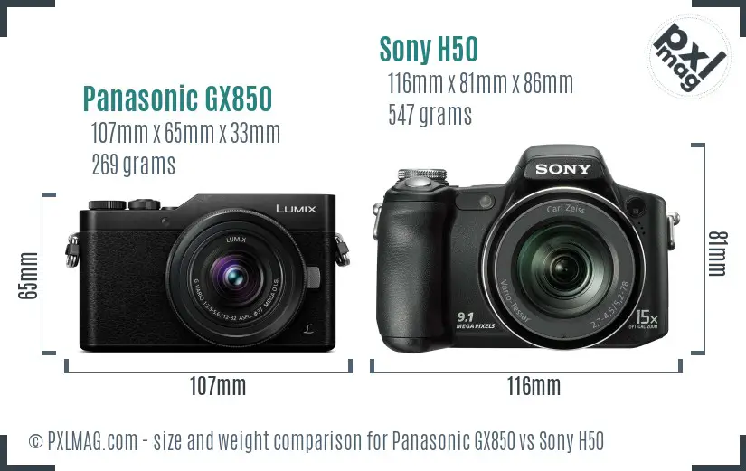 Panasonic GX850 vs Sony H50 size comparison Panasonic GX850 vs Sony H50 size comparison