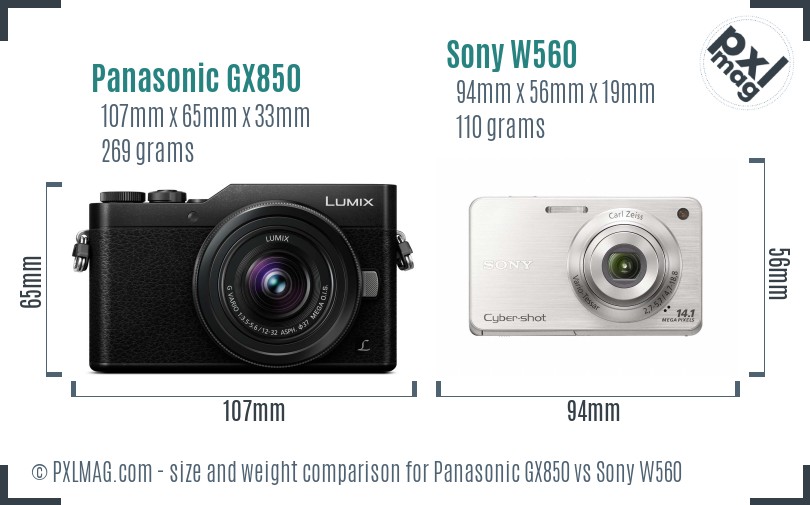 Panasonic GX850 vs Sony W560 size comparison Panasonic GX850 vs Sony W560 size comparison