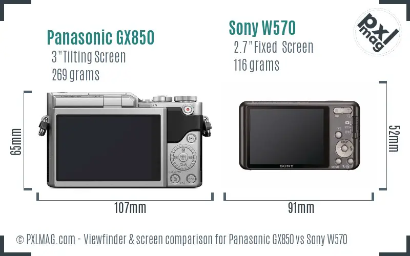 Panasonic GX850 vs Sony W570 Screen and Viewfinder comparison