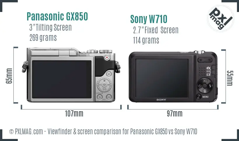 Panasonic GX850 vs Sony W710 Screen and Viewfinder comparison