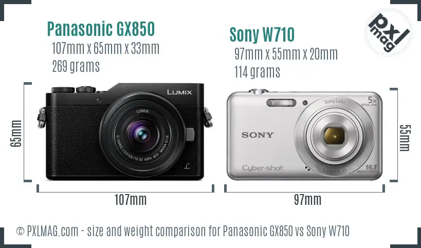 Panasonic GX850 vs Sony W710 size comparison