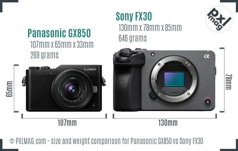 Panasonic GX850 vs Sony FX30 size comparison Panasonic GX850 vs Sony FX30 size comparison