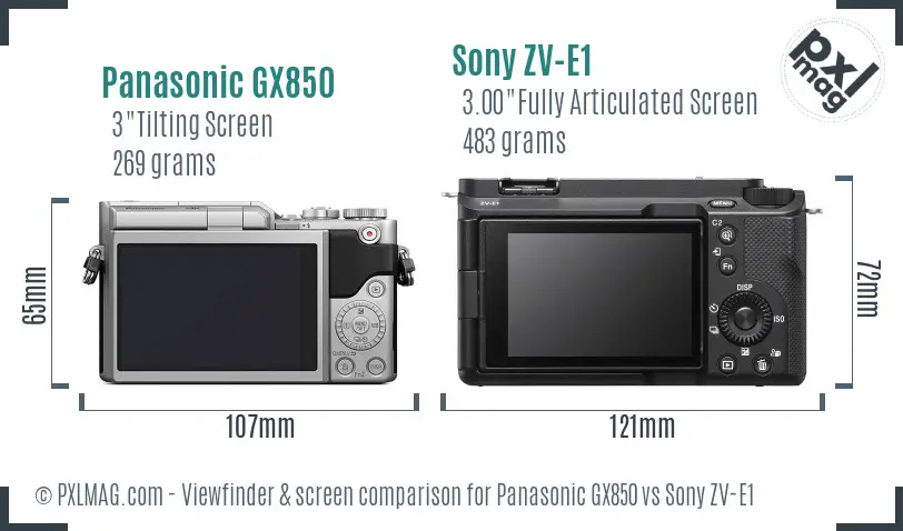 Panasonic GX850 vs Sony ZV-E1 Screen and Viewfinder comparison