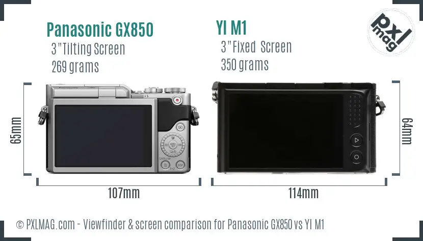 Panasonic GX850 vs YI M1 Screen and Viewfinder comparison