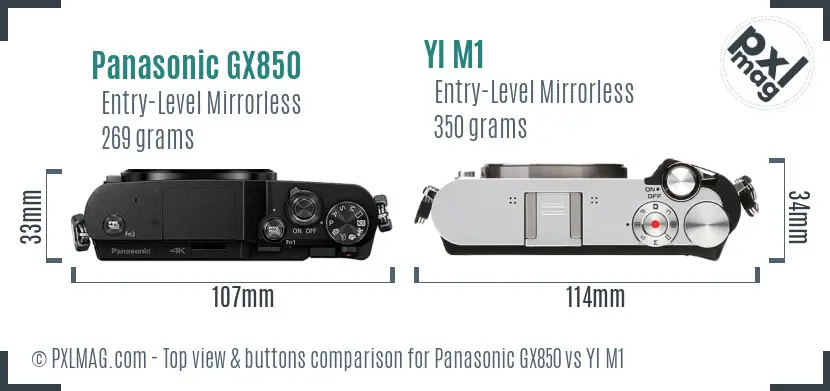 Panasonic GX850 vs YI M1 top view buttons comparison