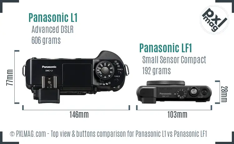 Panasonic L1 vs Panasonic LF1 top view buttons comparison