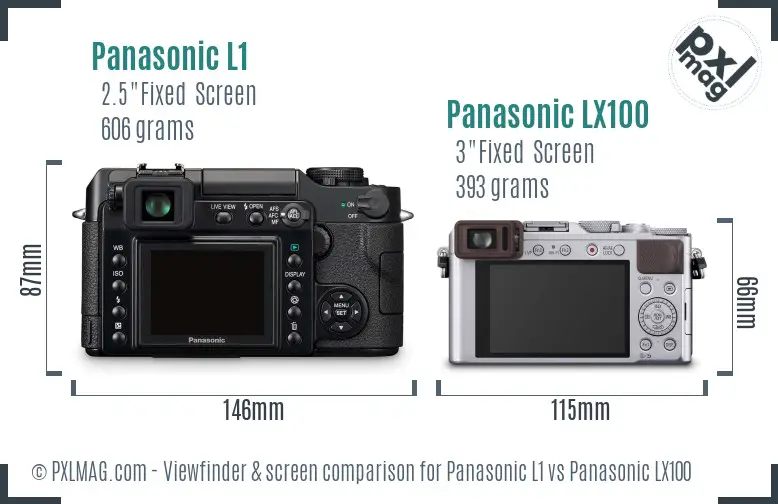 Panasonic L1 vs Panasonic LX100 Screen and Viewfinder comparison