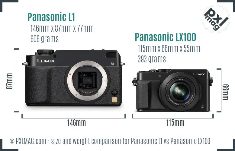 Panasonic L1 vs Panasonic LX100 size comparison
