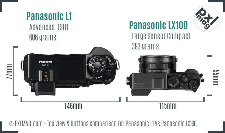 Panasonic L1 vs Panasonic LX100 top view buttons comparison