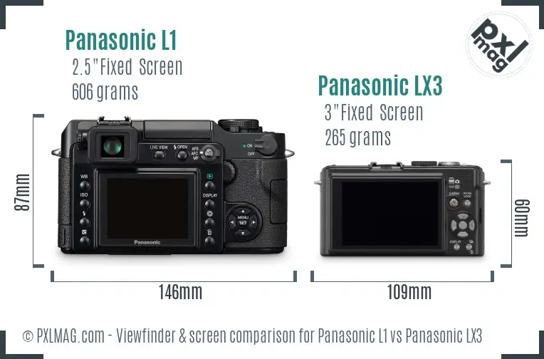Panasonic L1 vs Panasonic LX3 Screen and Viewfinder comparison