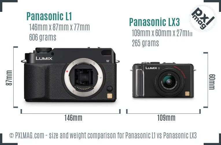 Panasonic L1 vs Panasonic LX3 size comparison