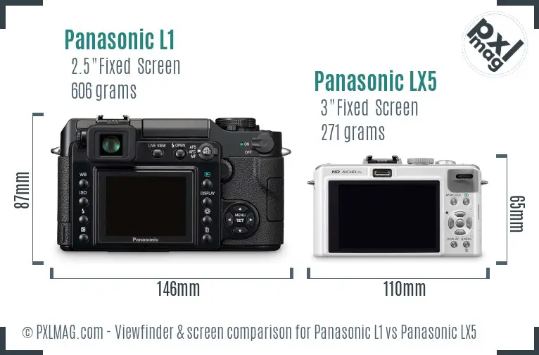 Panasonic L1 vs Panasonic LX5 Screen and Viewfinder comparison