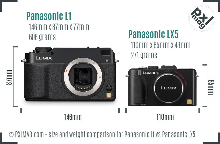 Panasonic L1 vs Panasonic LX5 size comparison