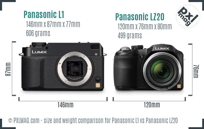 Panasonic L1 vs Panasonic LZ20 size comparison