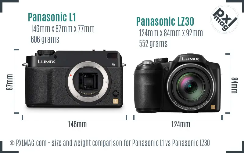 Panasonic L1 vs Panasonic LZ30 size comparison