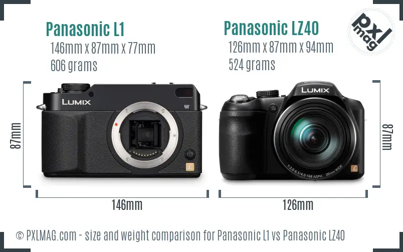 Panasonic L1 vs Panasonic LZ40 size comparison