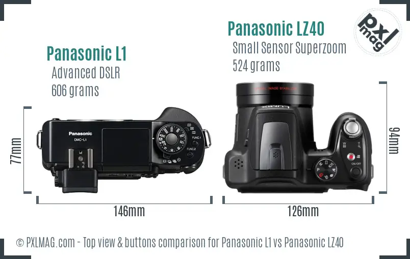 Panasonic L1 vs Panasonic LZ40 top view buttons comparison