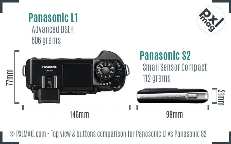 Panasonic L1 vs Panasonic S2 top view buttons comparison