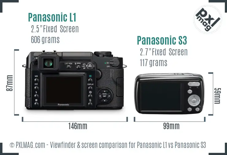 Panasonic L1 vs Panasonic S3 Screen and Viewfinder comparison