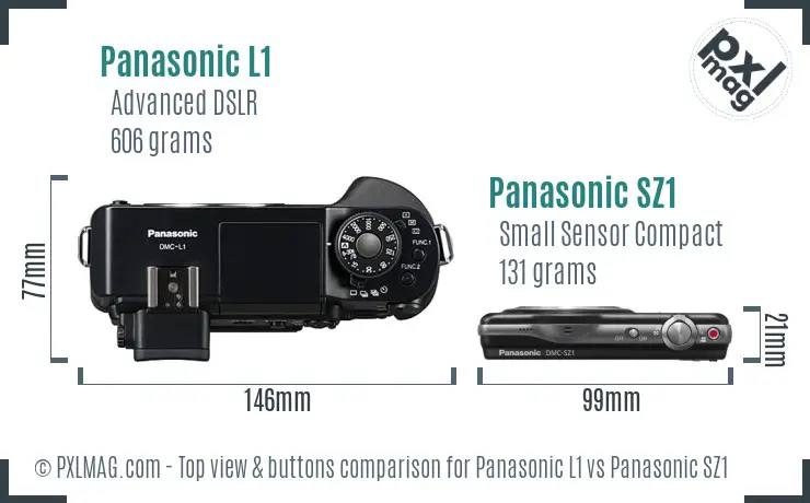 Panasonic L1 vs Panasonic SZ1 top view buttons comparison