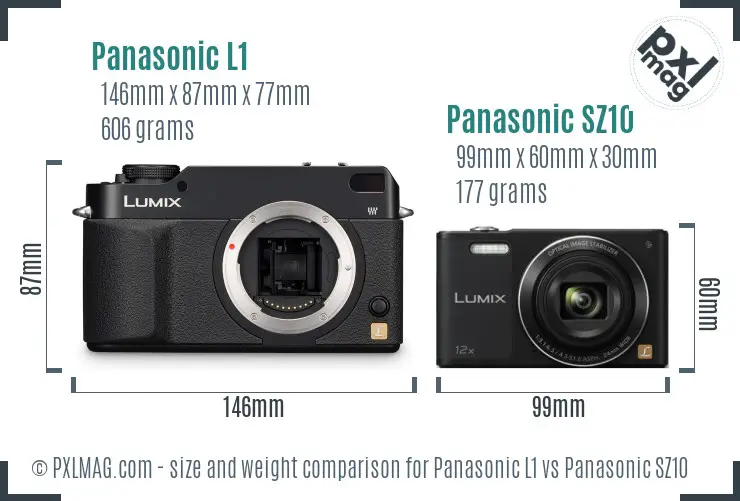 Panasonic L1 vs Panasonic SZ10 size comparison
