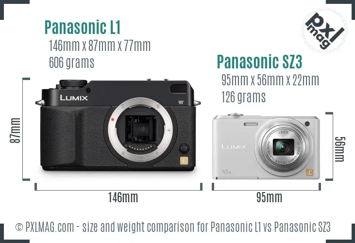 Panasonic L1 vs Panasonic SZ3 size comparison