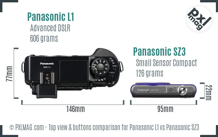 Panasonic L1 vs Panasonic SZ3 top view buttons comparison