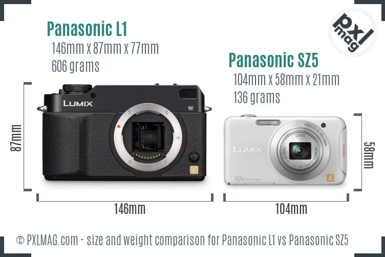 Panasonic L1 vs Panasonic SZ5 size comparison