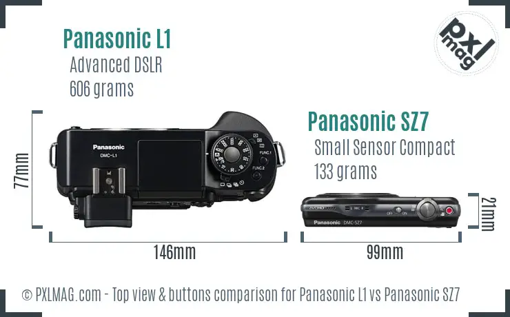 Panasonic L1 vs Panasonic SZ7 top view buttons comparison