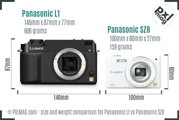 Panasonic L1 vs Panasonic SZ8 size comparison