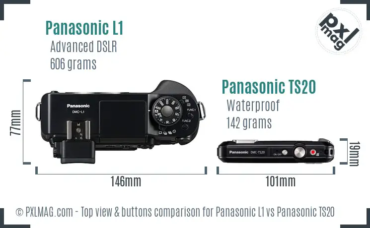 Panasonic L1 vs Panasonic TS20 top view buttons comparison