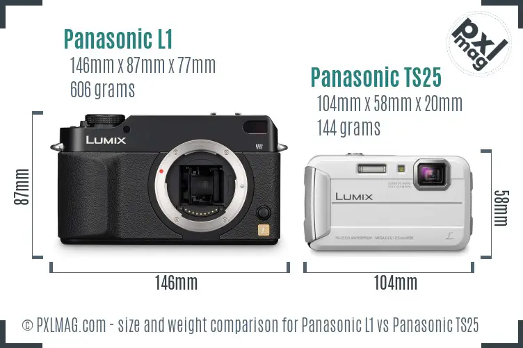 Panasonic L1 vs Panasonic TS25 size comparison