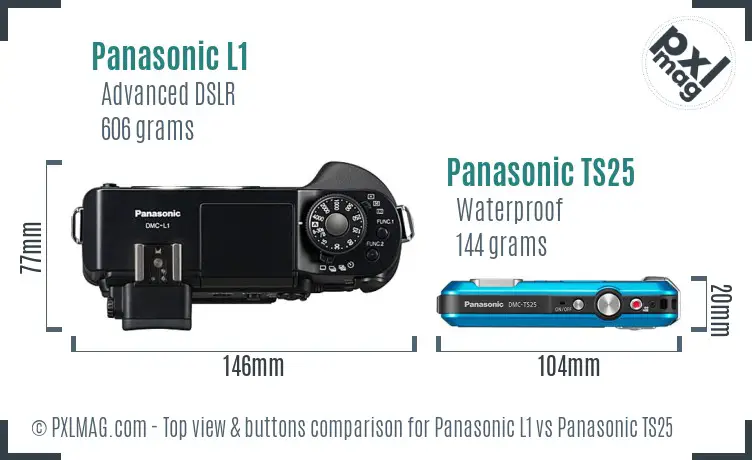 Panasonic L1 vs Panasonic TS25 top view buttons comparison