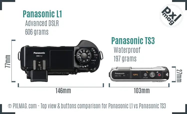 Panasonic L1 vs Panasonic TS3 top view buttons comparison