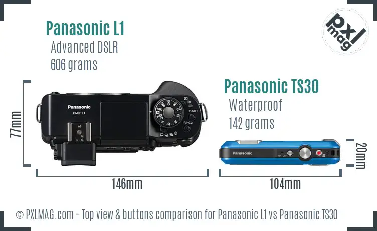 Panasonic L1 vs Panasonic TS30 top view buttons comparison