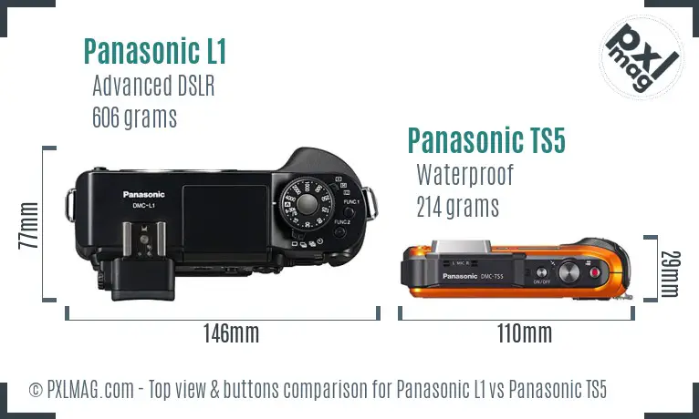 Panasonic L1 vs Panasonic TS5 top view buttons comparison