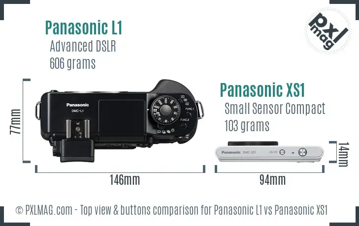 Panasonic L1 vs Panasonic XS1 top view buttons comparison