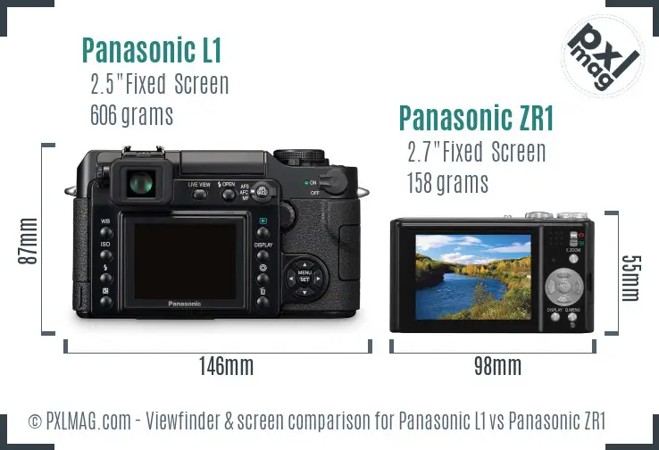 Panasonic L1 vs Panasonic ZR1 Screen and Viewfinder comparison