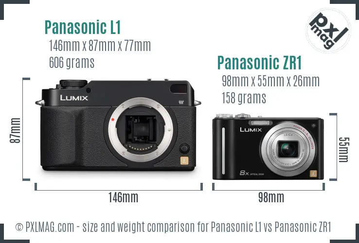 Panasonic L1 vs Panasonic ZR1 size comparison