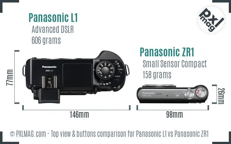 Panasonic L1 vs Panasonic ZR1 top view buttons comparison