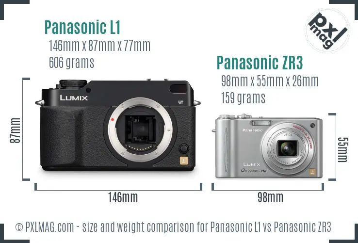Panasonic L1 vs Panasonic ZR3 size comparison