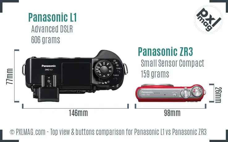 Panasonic L1 vs Panasonic ZR3 top view buttons comparison