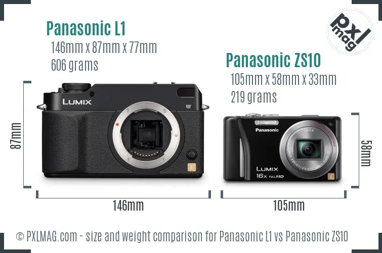Panasonic L1 vs Panasonic ZS10 size comparison