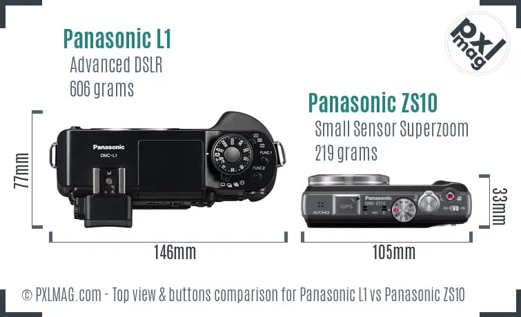 Panasonic L1 vs Panasonic ZS10 top view buttons comparison